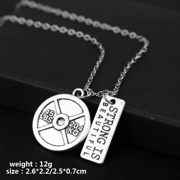 Premium Barbell Fitness Kettlebell Dumbbell Weightlifting Necklace