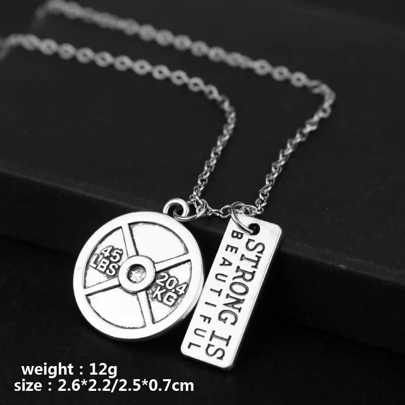 Premium Barbell Fitness Kettlebell Dumbbell Weightlifting Necklace