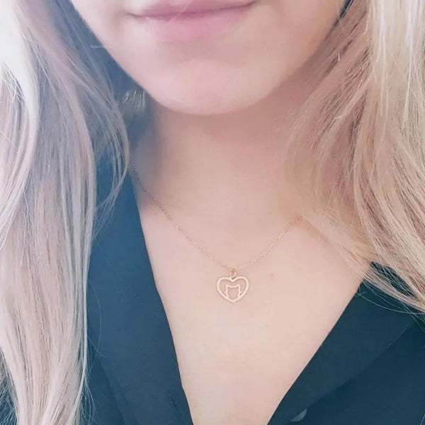 Cute Cat Heart Necklace | Cat Necklace