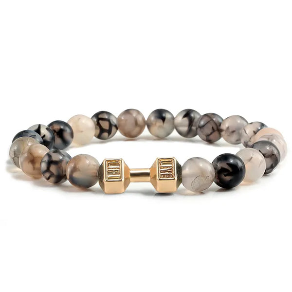 Gym Dumbbell Fitness Natural Volcanic Stone Bracelet