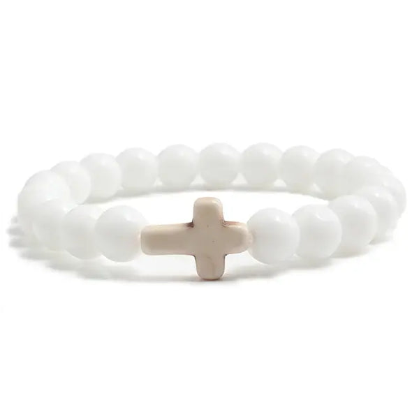 Religious Jesus Cross Bracelet | Lava Stone Christianity Cross Bracelet