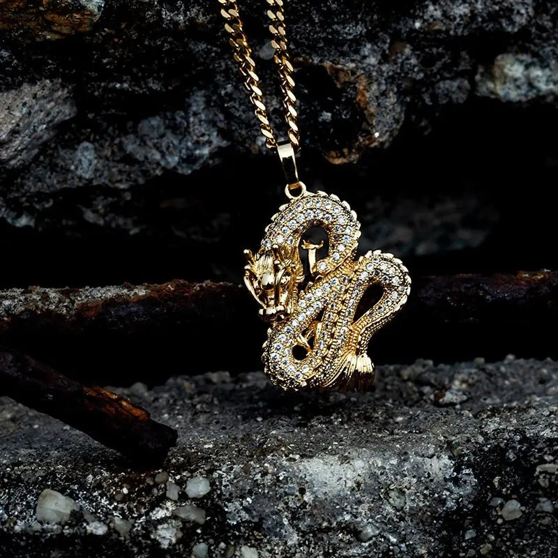Luxury Gold Zircon Dragon Necklace