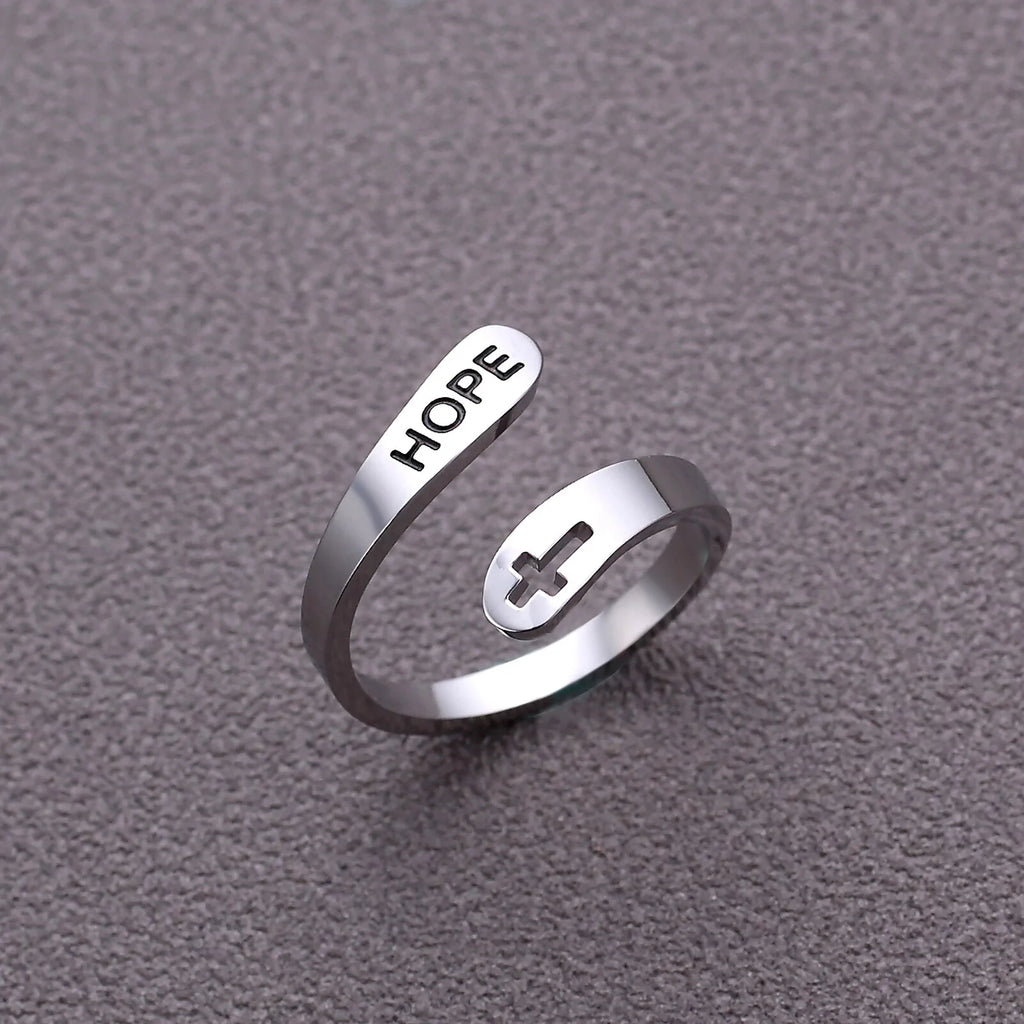 Love Faith Hope Jesus Cross Ring