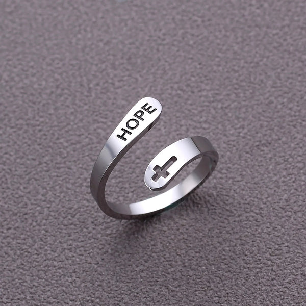 Love Faith Hope Jesus Cross Ring