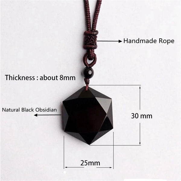 Black Obsidian Six Stars Lucky Necklace