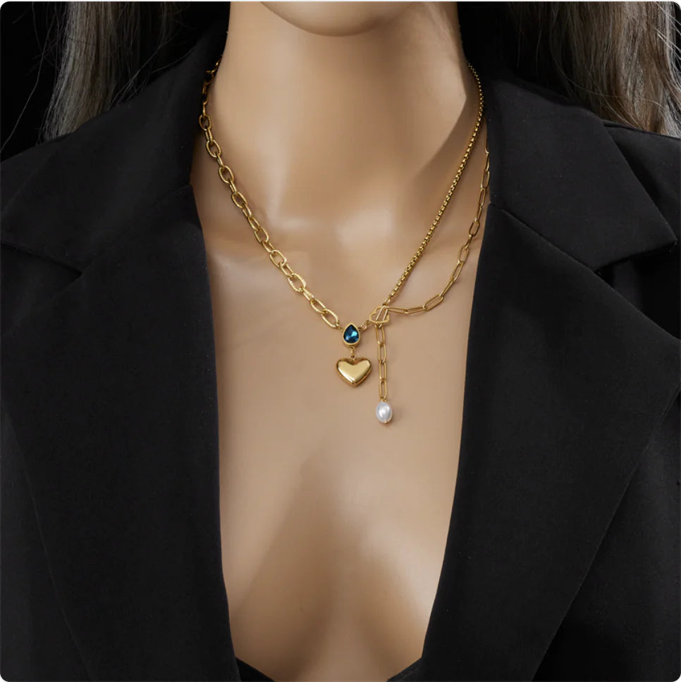 Elegant Pearl Heart Pendant Necklace | Heart Necklace