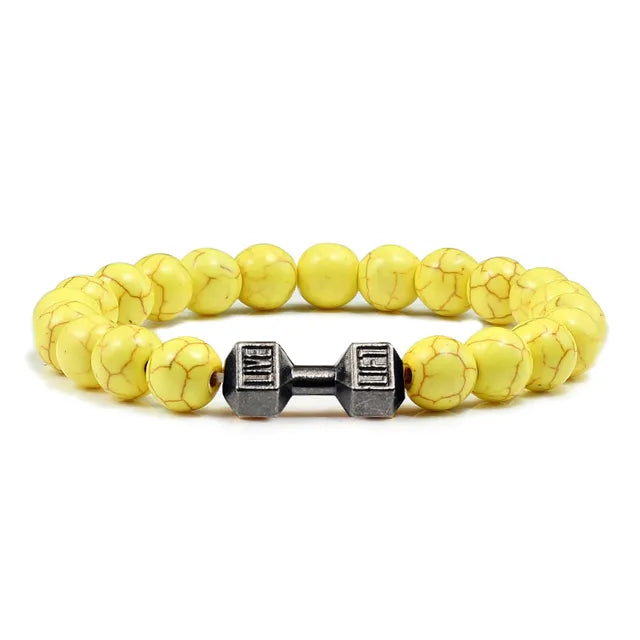Gym Dumbbell Fitness Natural Volcanic Stone Bracelet