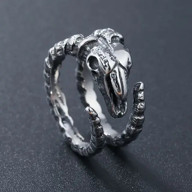 Adjustable Retro Dinosaur Skull Ring | Dino Skeleton Punk Rock Ring