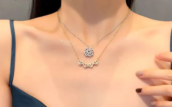 Four Leaf Clover Heart Shape Necklace