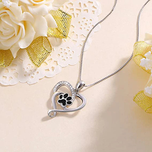 Dog Footprint Heart Necklace