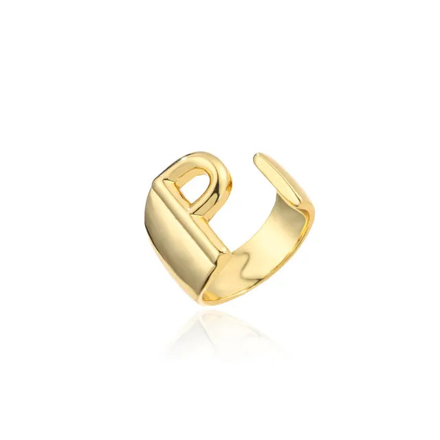 Adjustable Gold Alphabet Ring