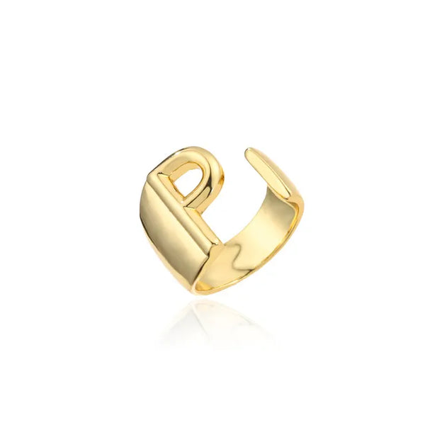 Adjustable Gold Alphabet Ring
