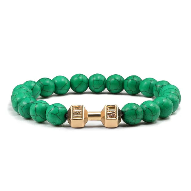 Gym Dumbbell Fitness Natural Volcanic Stone Bracelet
