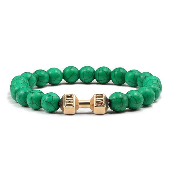 Gym Dumbbell Fitness Natural Volcanic Stone Bracelet
