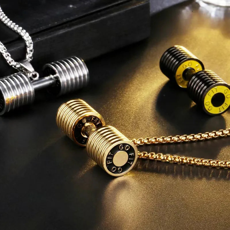 Barbell Dumbbell Gym Necklace | Fitness Jewelry Necklace Main image