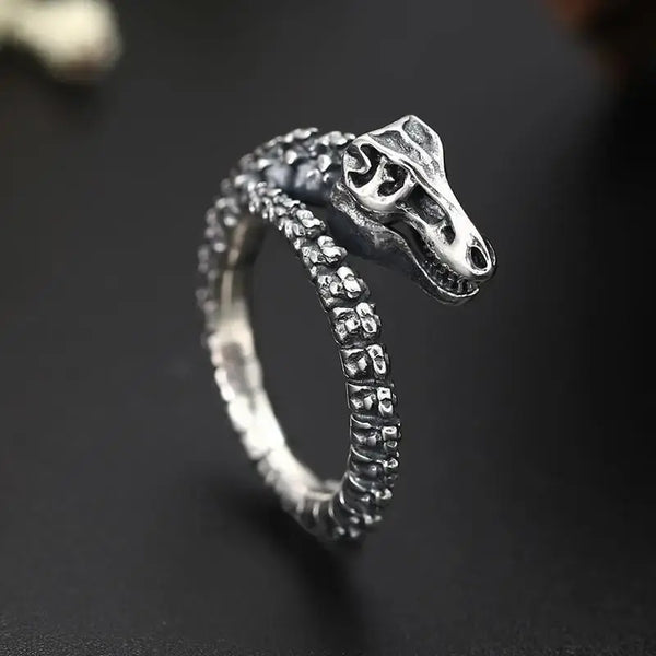 Adjustable Retro Dinosaur Skull Ring | Dino Skeleton Punk Rock Ring