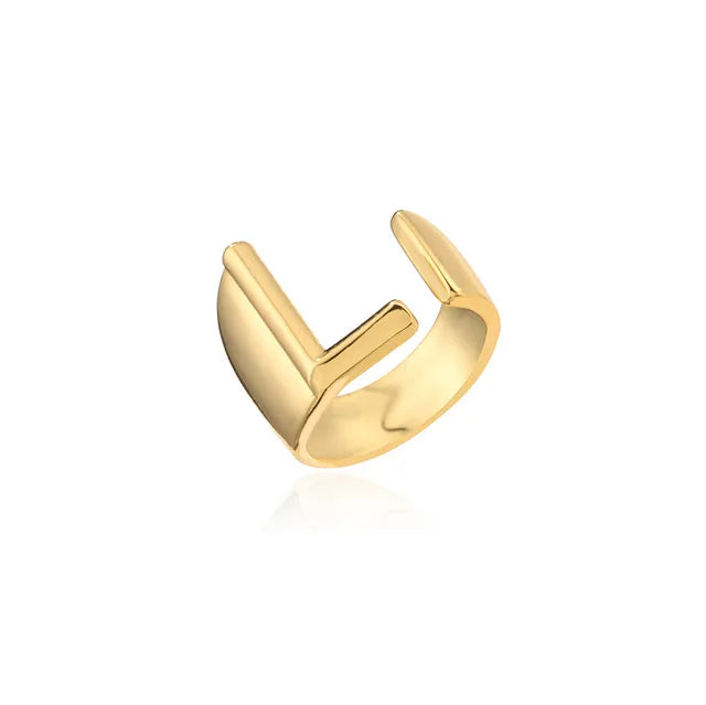 Adjustable Gold Alphabet Ring