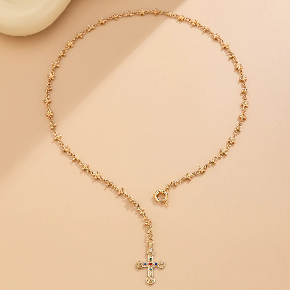 Vintage Gothic Cross Pendant Necklace