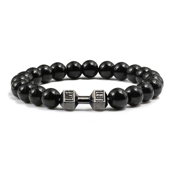 Gym Dumbbell Fitness Natural Volcanic Stone Bracelet
