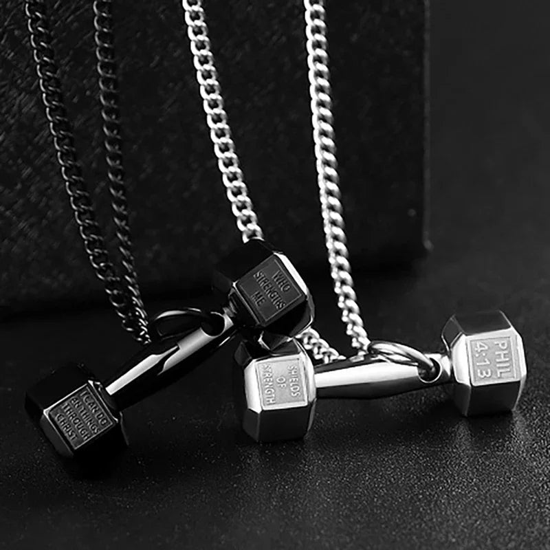Gym Dumbbell Necklace | Bodybuilding Necklace Barbell Dumbbell Gift Secondary image