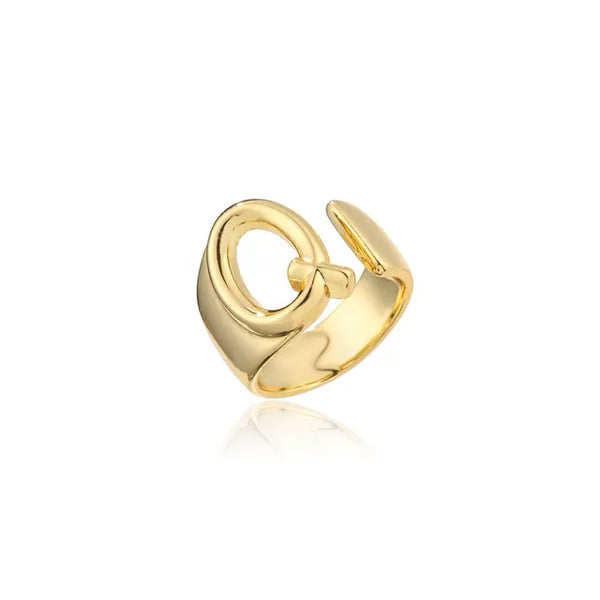 Adjustable Gold Alphabet Ring