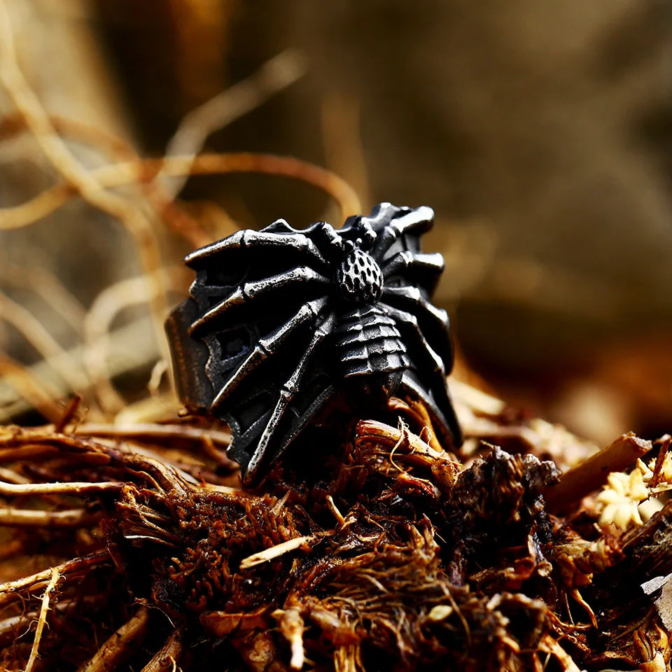 Stainless Steel Spider Ring | Punk Goth Horror Ring