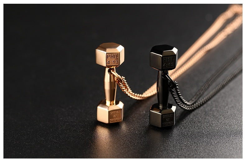 Gym Dumbbell Pendant Necklace | Barbell Dumbbell Gift Bodybuilding Necklace