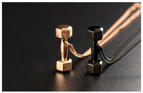 Gym Dumbbell Pendant Necklace | Barbell Dumbbell Gift Bodybuilding Necklace