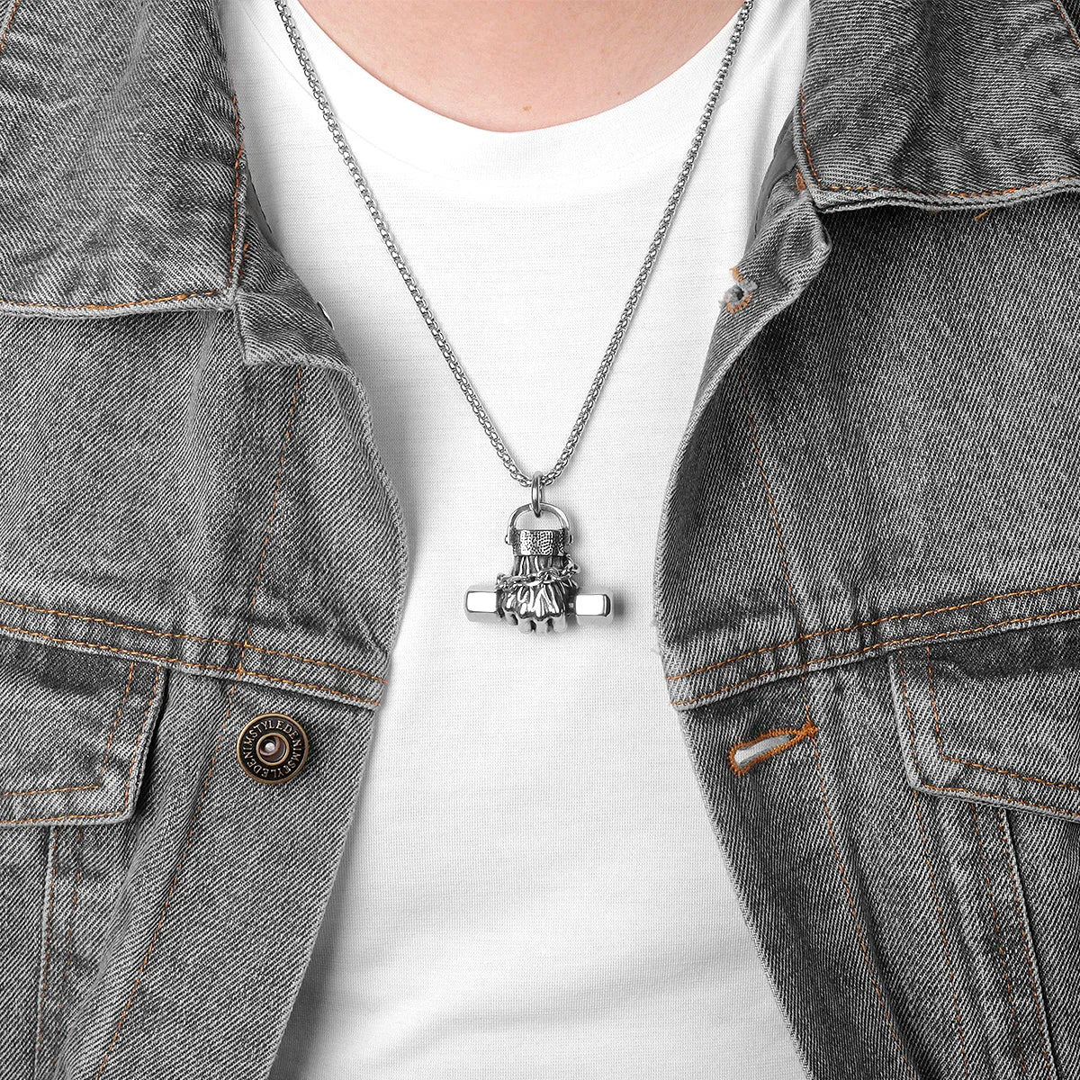 Fitness Fist Dumbbell Necklace | Gym Workout Dumbell Necklace