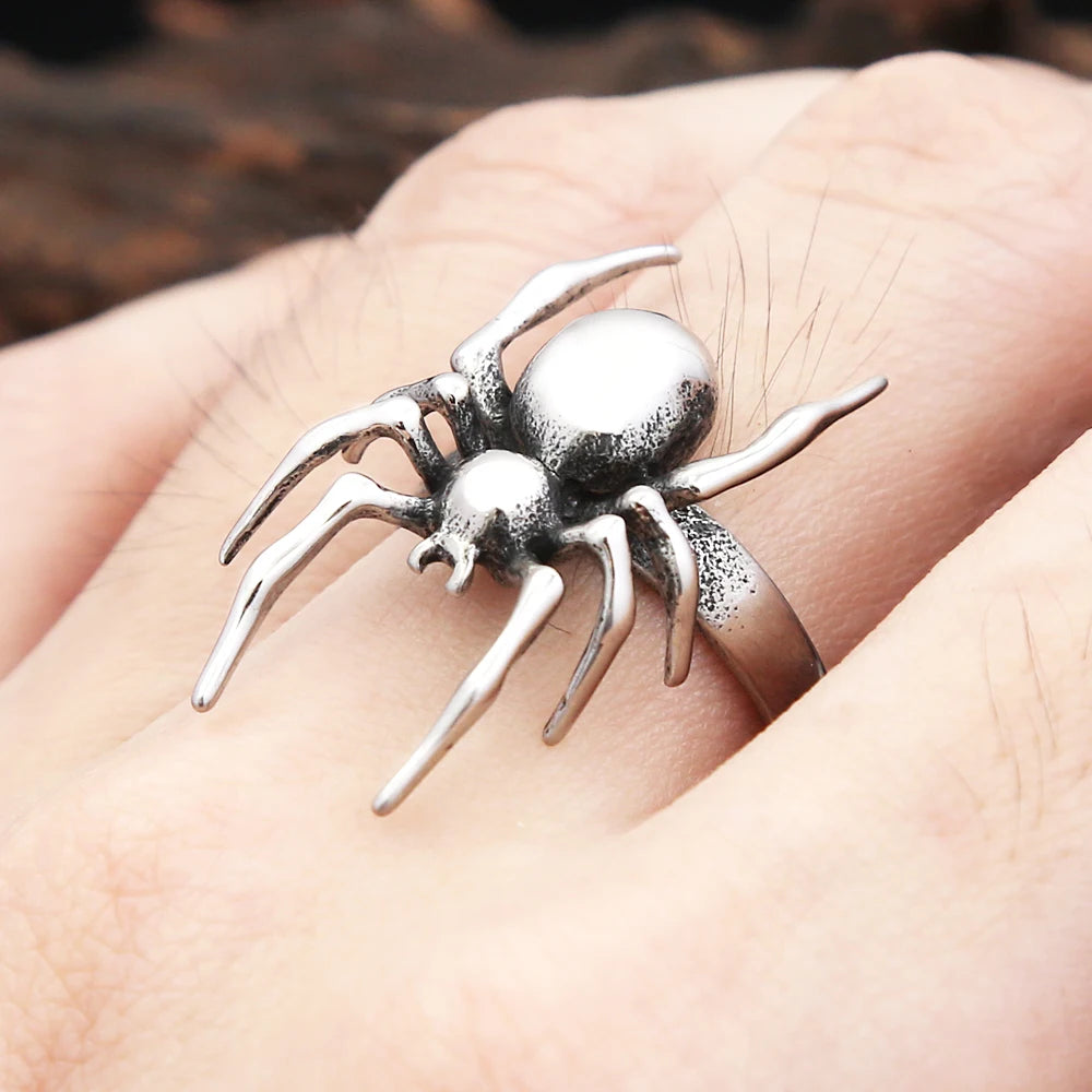 Vintage 316L Stainless Steel Spider Ring | Halloween Goth Spider Ring
