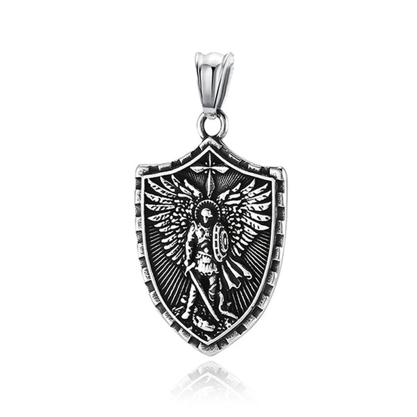 Stainless Steel Vintage Archangel Pendant Necklace | St.Michael Faith Jesus Necklace