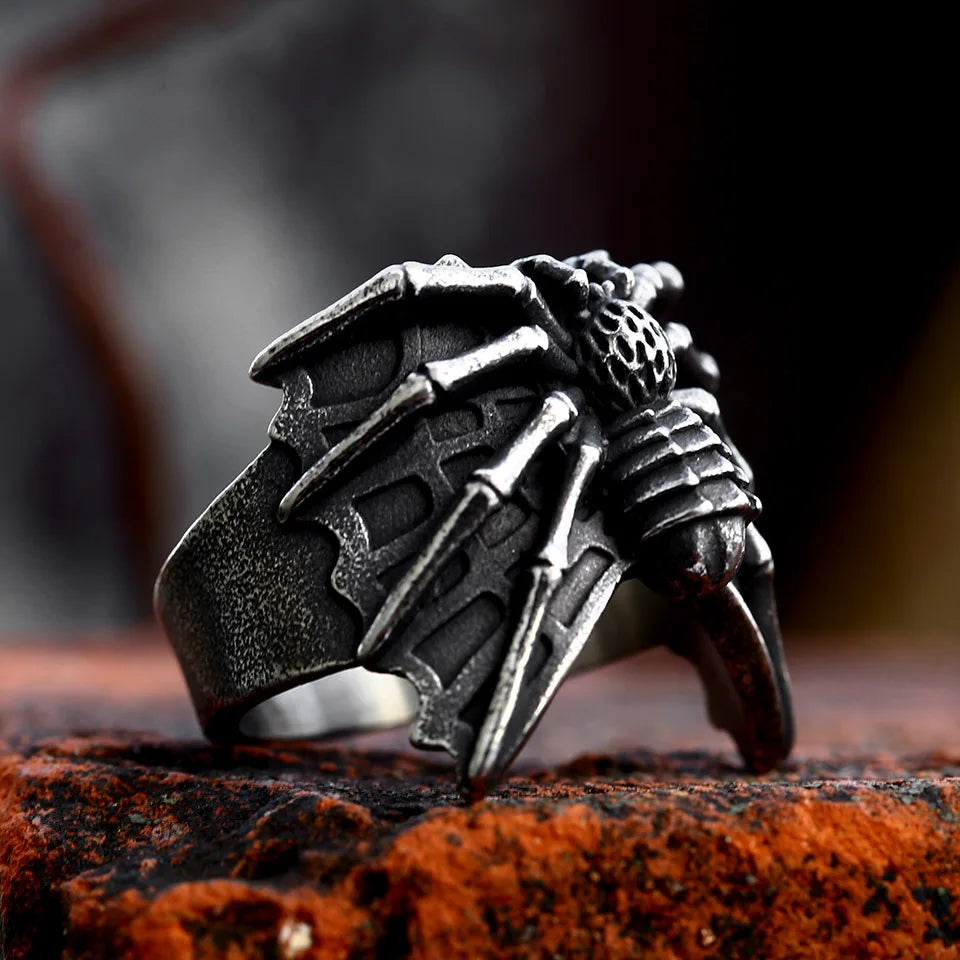 Stainless Steel Spider Ring | Punk Goth Horror Ring