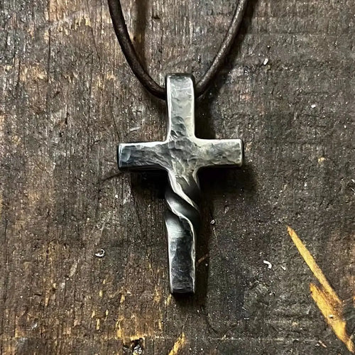 Vintage Cross Pendant Leather Rope Necklace | Faith Jesus Cross Necklace