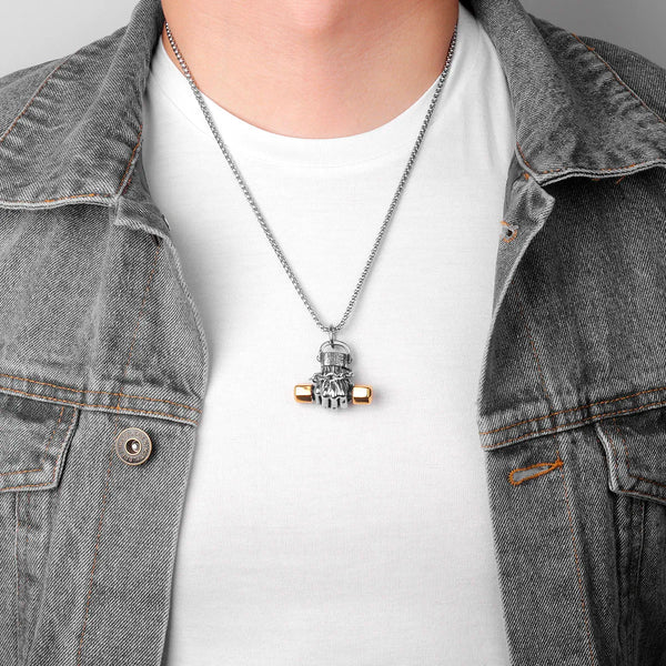 Fitness Fist Dumbbell Necklace | Gym Workout Dumbell Necklace