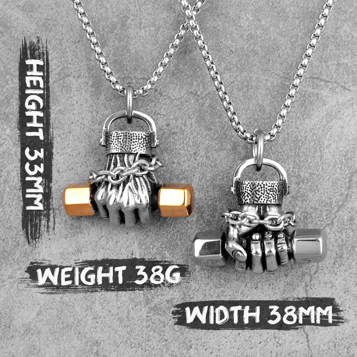 Fitness Fist Dumbbell Necklace | Gym Workout Dumbell Necklace