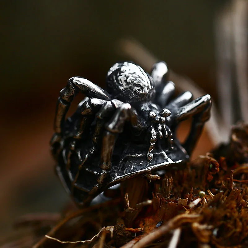 Stainless Steel Spider Ring | Punk Goth Horror Ring