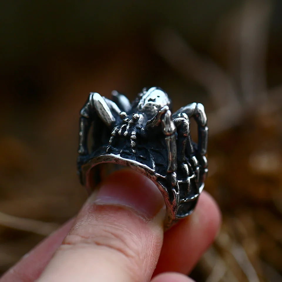 Stainless Steel Spider Ring | Punk Goth Horror Ring