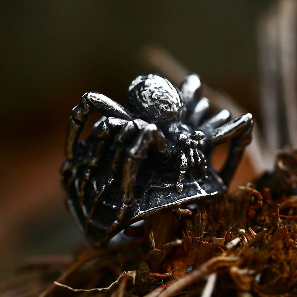 Stainless Steel Spider Ring | Punk Goth Horror Ring