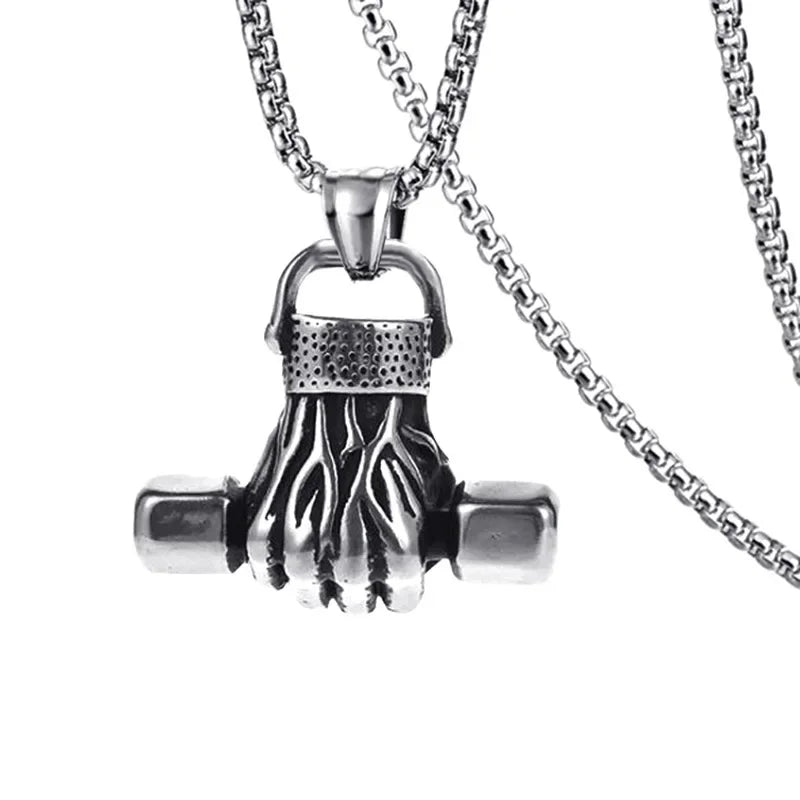 Barbell Necklace Fist | Gym Fitness Dumbbell Necklace