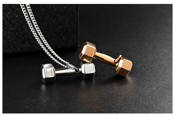 Gym Dumbbell Pendant Necklace | Barbell Dumbbell Gift Bodybuilding Necklace
