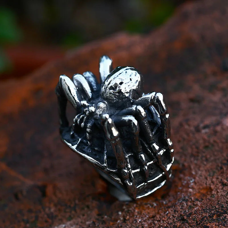 Stainless Steel Spider Ring | Punk Goth Horror Ring