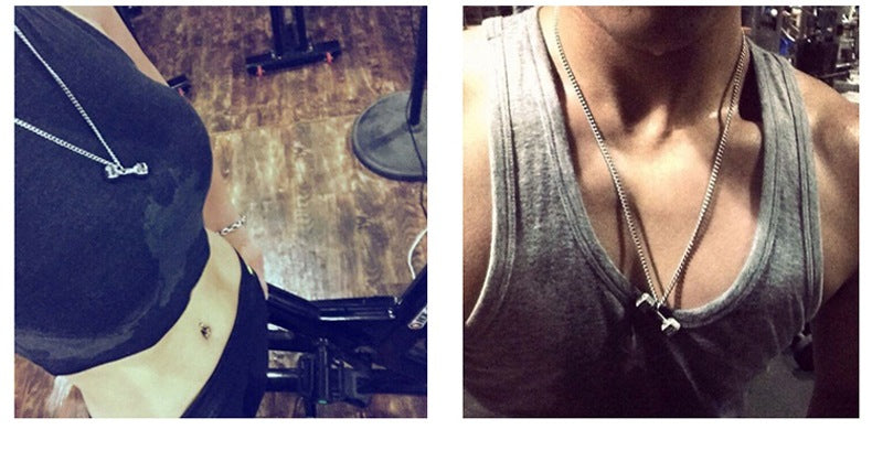 Gym Dumbbell Pendant Necklace | Barbell Dumbbell Gift Bodybuilding Necklace