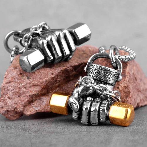 Fitness Fist Dumbbell Necklace | Gym Workout Dumbell Necklace
