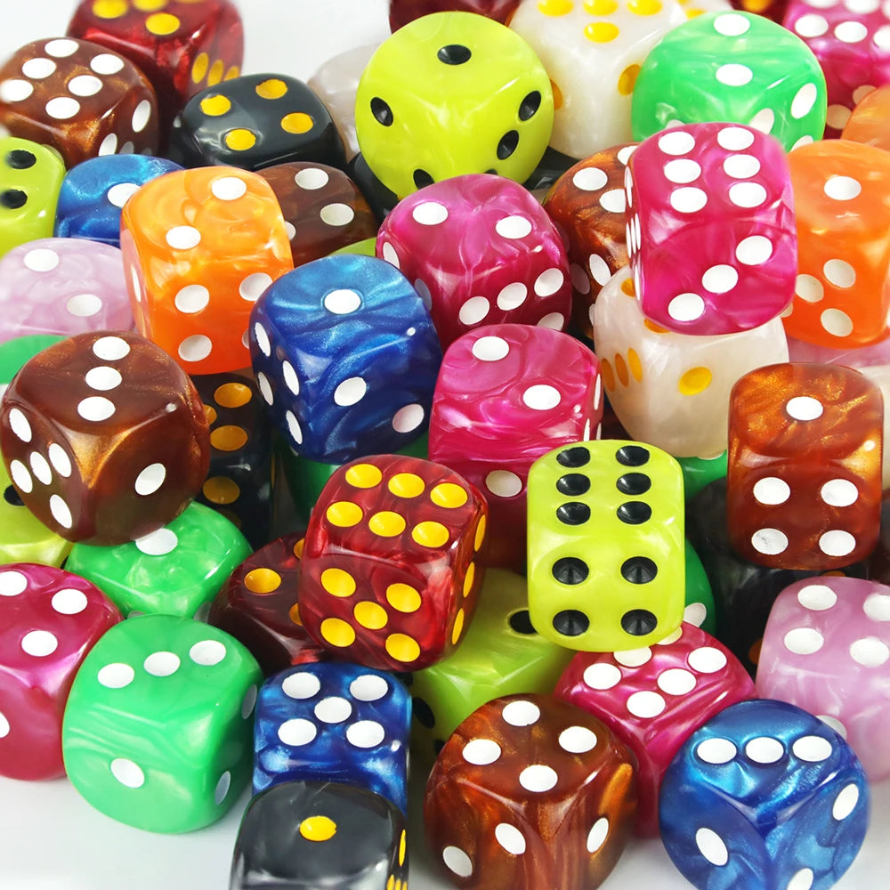 16MM Round Corner RPG Dice Set 6-Sided Marble Acrylic Dices for Tabletop Game Roleplaying Game Dice