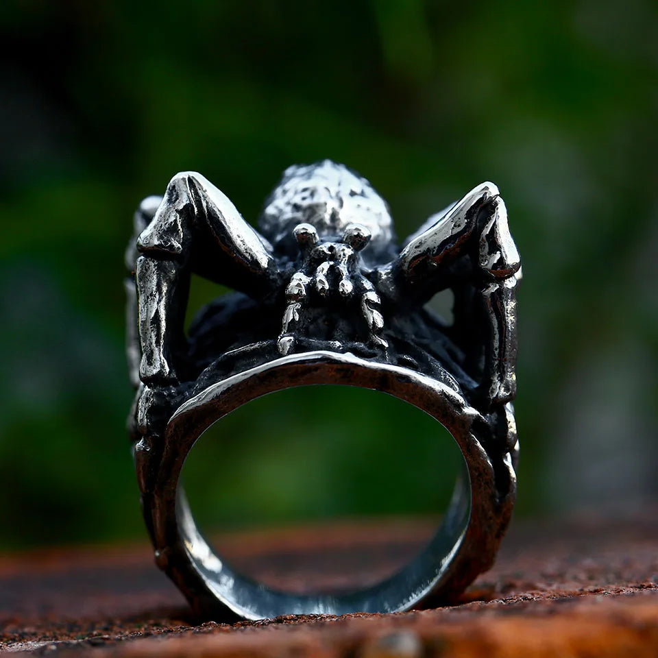 Stainless Steel Spider Ring | Punk Goth Horror Ring