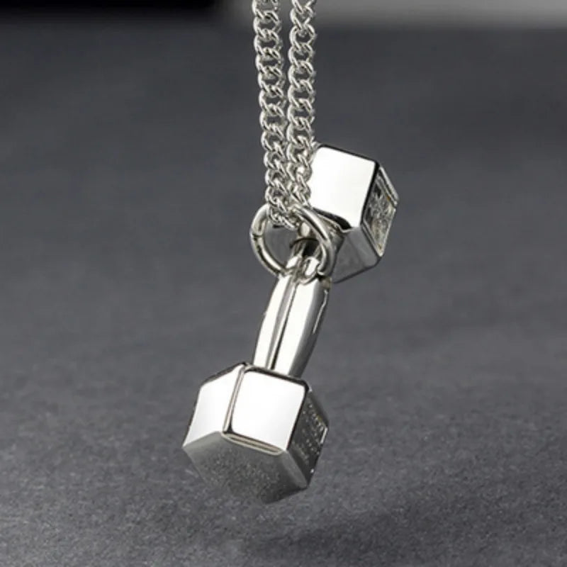 Gym Dumbbell Pendant Necklace | Barbell Dumbbell Gift Bodybuilding Necklace