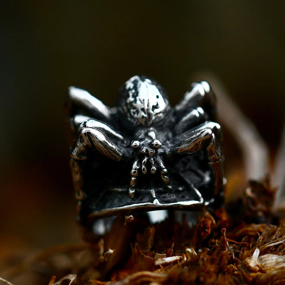 Stainless Steel Spider Ring | Punk Goth Horror Ring