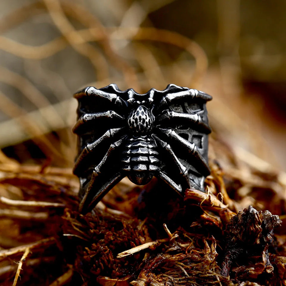 Stainless Steel Spider Ring | Punk Goth Horror Ring