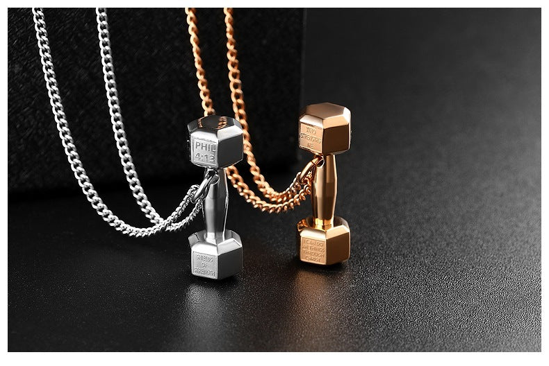 Gym Dumbbell Pendant Necklace | Barbell Dumbbell Gift Bodybuilding Necklace