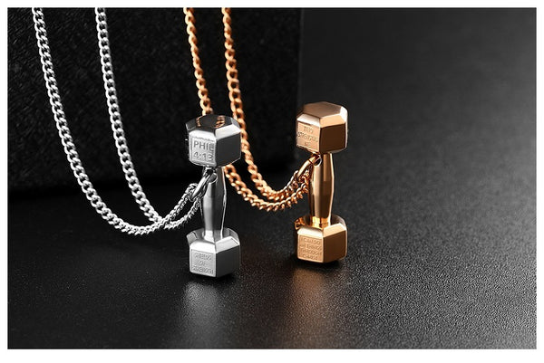 Gym Dumbbell Pendant Necklace | Barbell Dumbbell Gift Bodybuilding Necklace